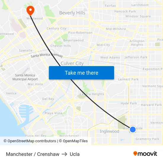 Manchester / Crenshaw to Ucla map
