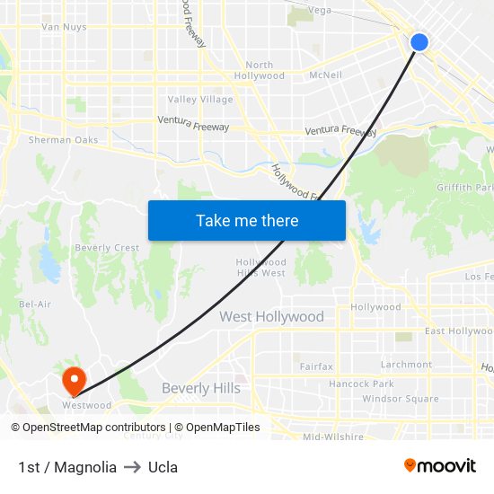 1st / Magnolia to Ucla map