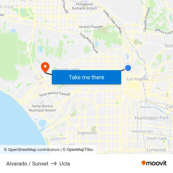 Alvarado / Sunset to Ucla map