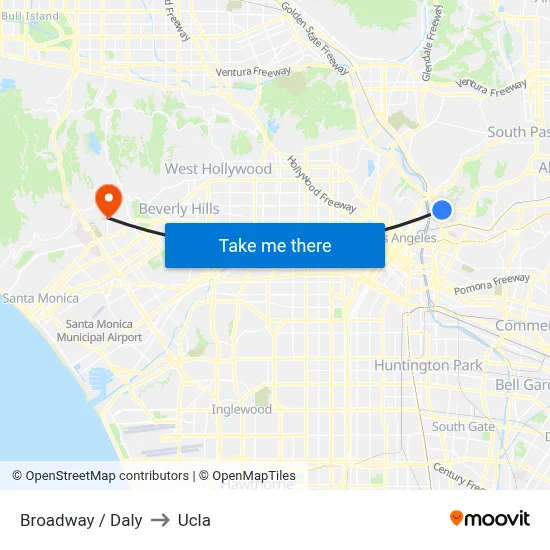 Broadway / Daly to Ucla map