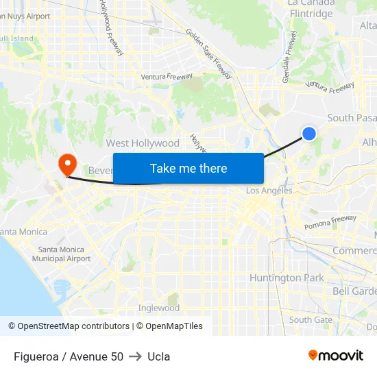 Figueroa / Avenue 50 to Ucla map