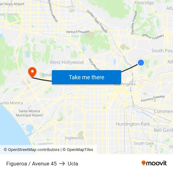 Figueroa / Avenue 45 to Ucla map