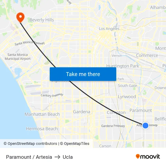 Paramount / Artesia to Ucla map