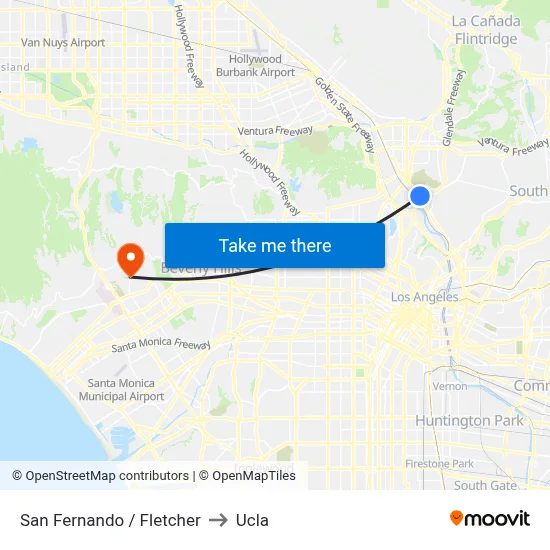 San Fernando / Fletcher to Ucla map