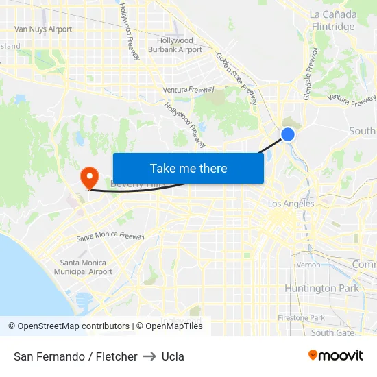 San Fernando / Fletcher to Ucla map