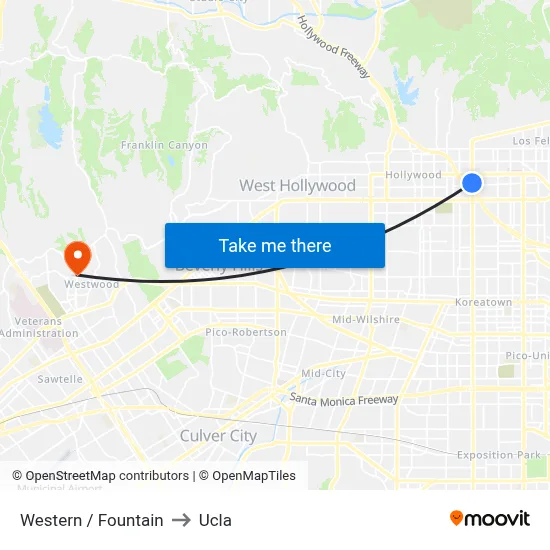 Western / Fountain to Ucla map