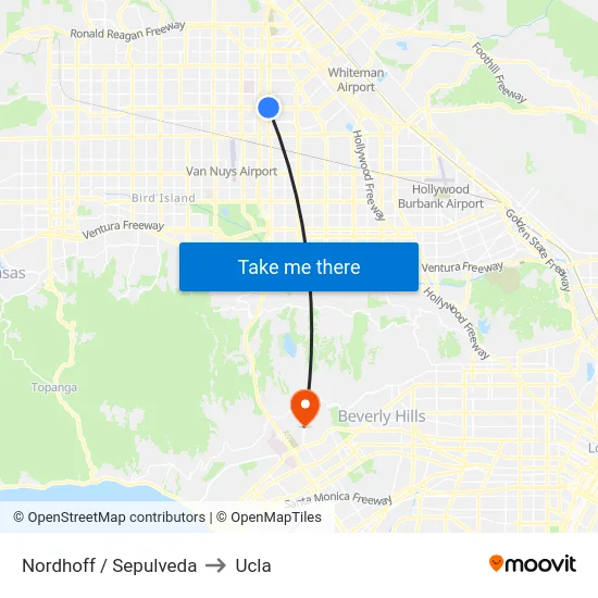 Nordhoff / Sepulveda to Ucla map