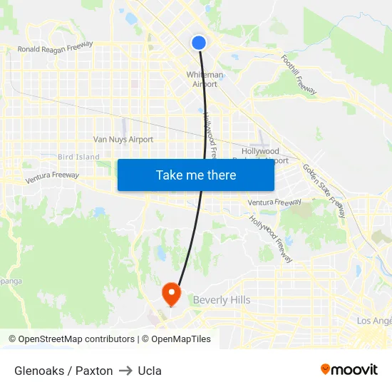 Glenoaks / Paxton to Ucla map
