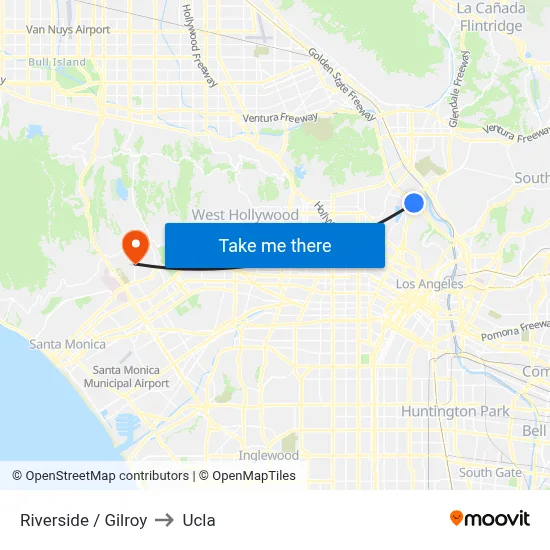 Riverside / Gilroy to Ucla map