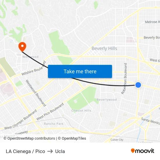 LA Cienega / Pico to Ucla map