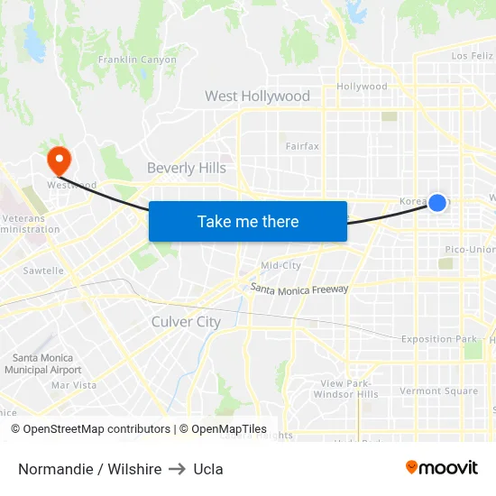 Normandie / Wilshire to Ucla map
