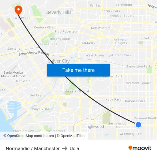 Normandie / Manchester to Ucla map