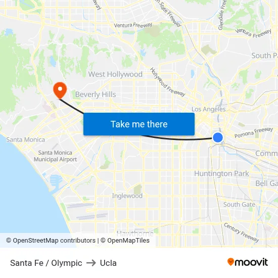 Santa Fe / Olympic to Ucla map