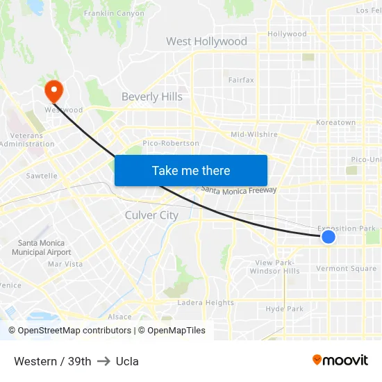 Western / 39th to Ucla map