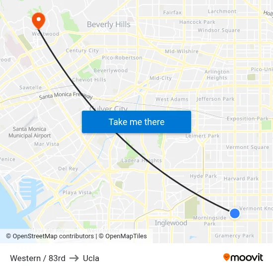 Western / 83rd to Ucla map