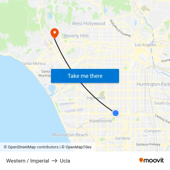 Western / Imperial to Ucla map