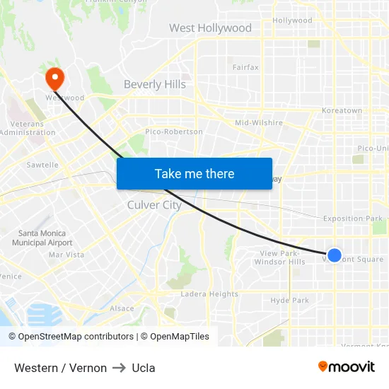 Western / Vernon to Ucla map