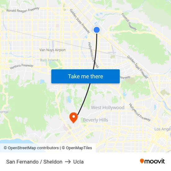 San Fernando / Sheldon to Ucla map
