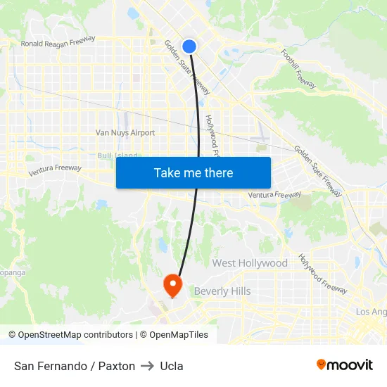 San Fernando / Paxton to Ucla map