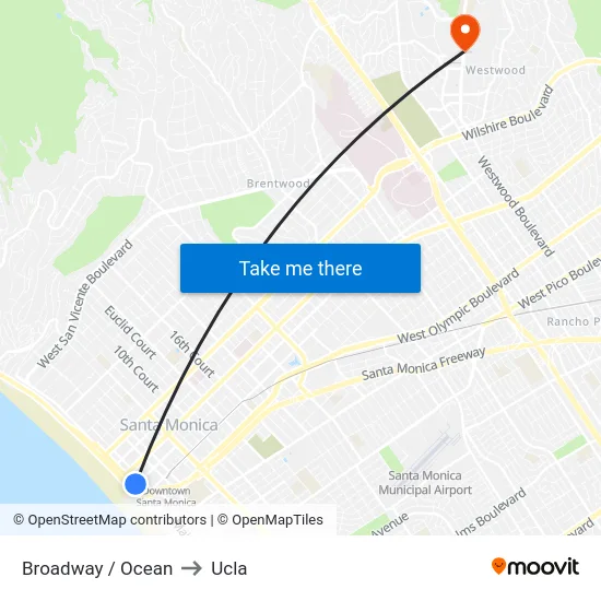 Broadway / Ocean to Ucla map