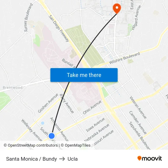 Santa Monica / Bundy to Ucla map