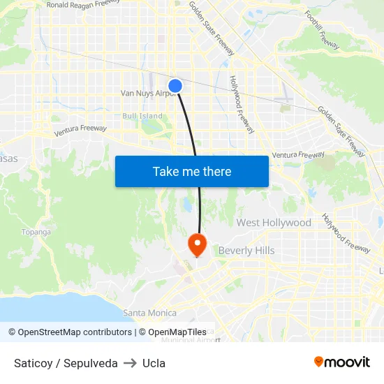 Saticoy / Sepulveda to Ucla map