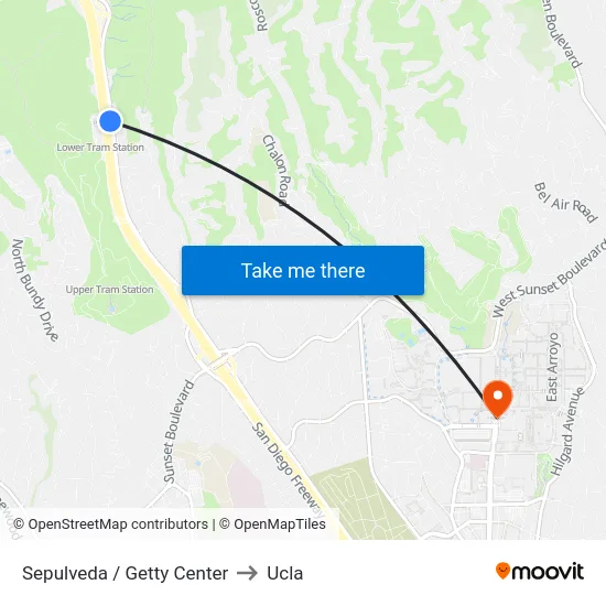 Sepulveda / Getty Center to Ucla map