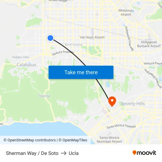Sherman Way / De Soto to Ucla map