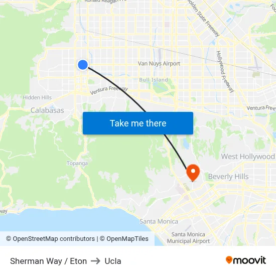 Sherman Way / Eton to Ucla map