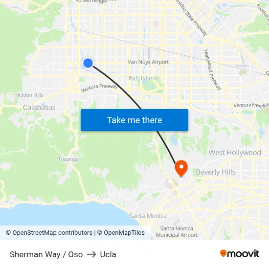 Sherman Way / Oso to Ucla map