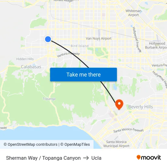 Sherman Way / Topanga Canyon to Ucla map