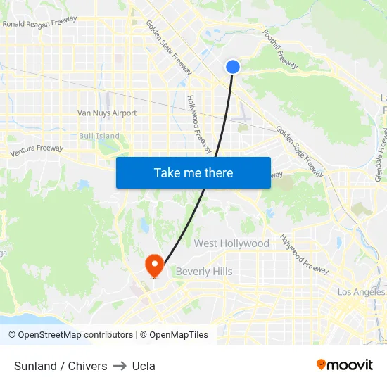 Sunland / Chivers to Ucla map