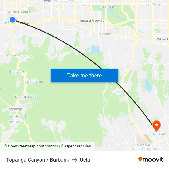 Topanga Canyon / Burbank to Ucla map