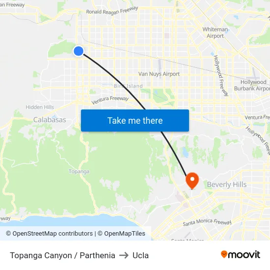 Topanga Canyon / Parthenia to Ucla map
