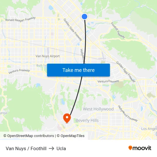 Van Nuys / Foothill to Ucla map