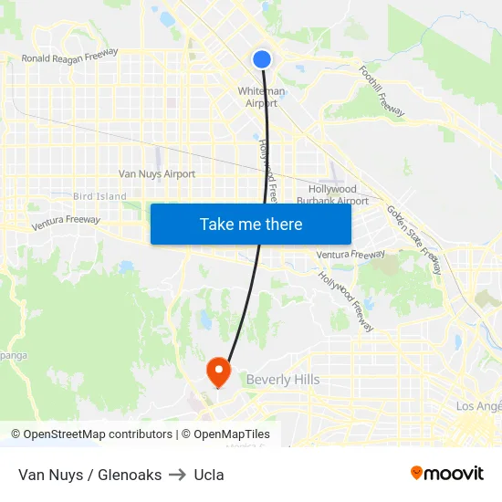 Van Nuys / Glenoaks to Ucla map