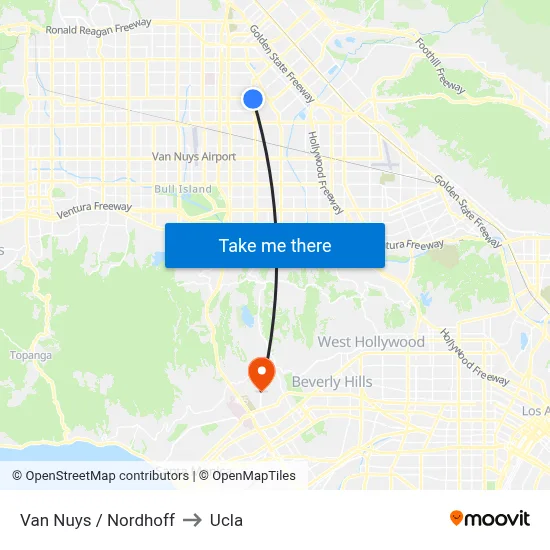 Van Nuys / Nordhoff to Ucla map