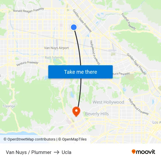 Van Nuys / Plummer to Ucla map