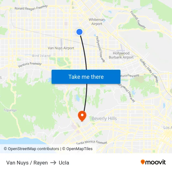 Van Nuys / Rayen to Ucla map