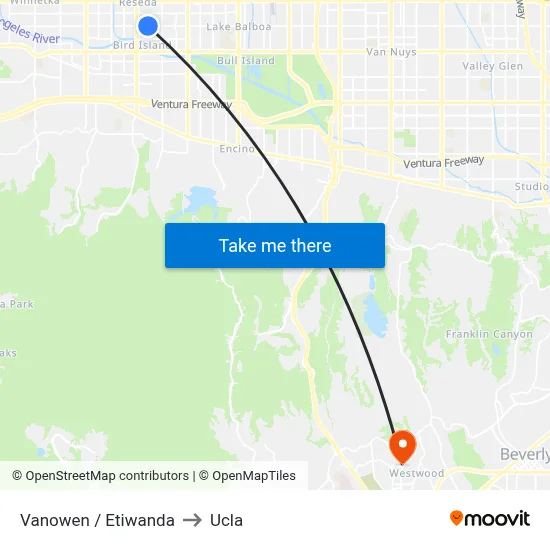 Vanowen / Etiwanda to Ucla map