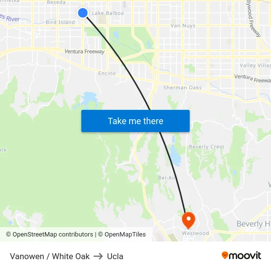 Vanowen / White Oak to Ucla map