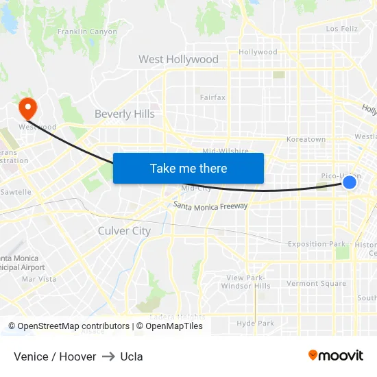 Venice / Hoover to Ucla map