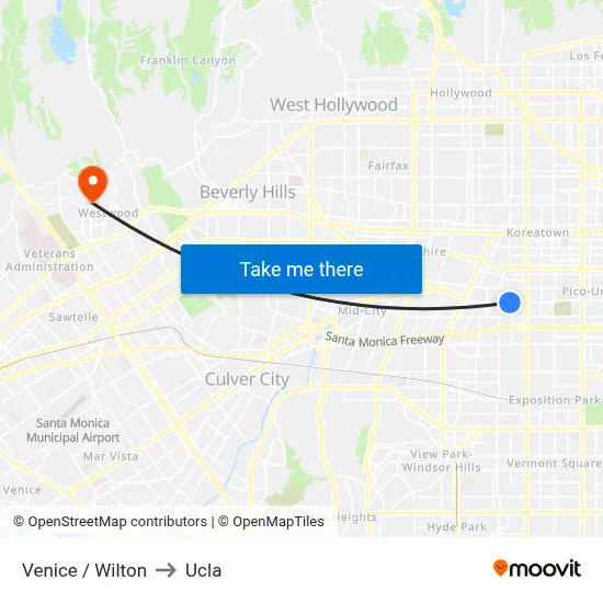 Venice / Wilton to Ucla map