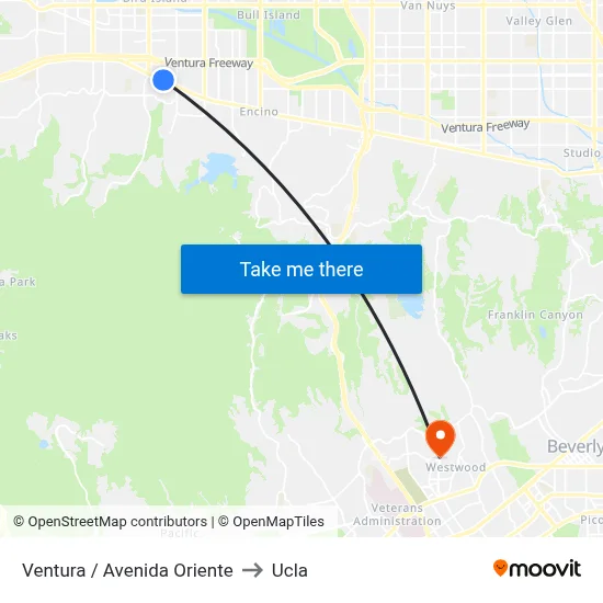 Ventura / Avenida Oriente to Ucla map