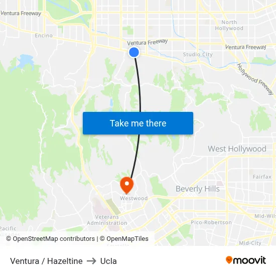 Ventura / Hazeltine to Ucla map