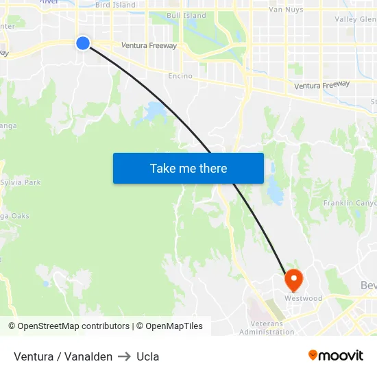 Ventura / Vanalden to Ucla map