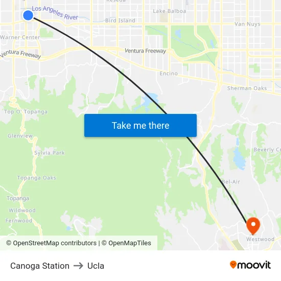 Canoga Station to Ucla map