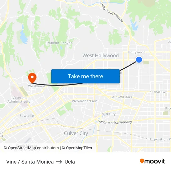 Vine / Santa Monica to Ucla map
