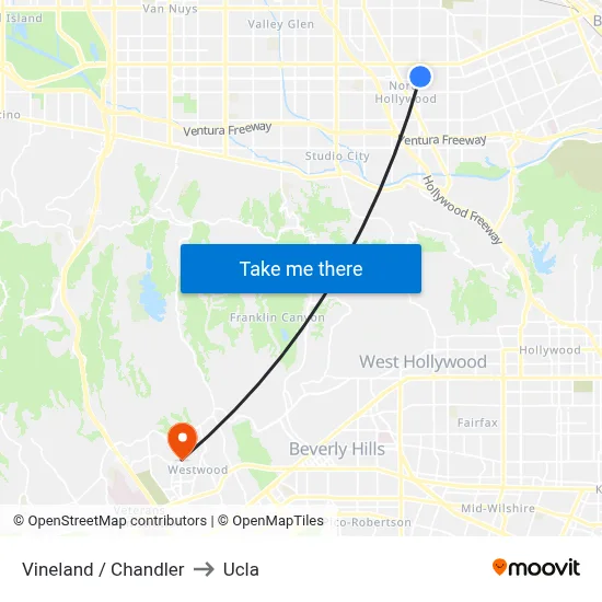 Vineland / Chandler to Ucla map