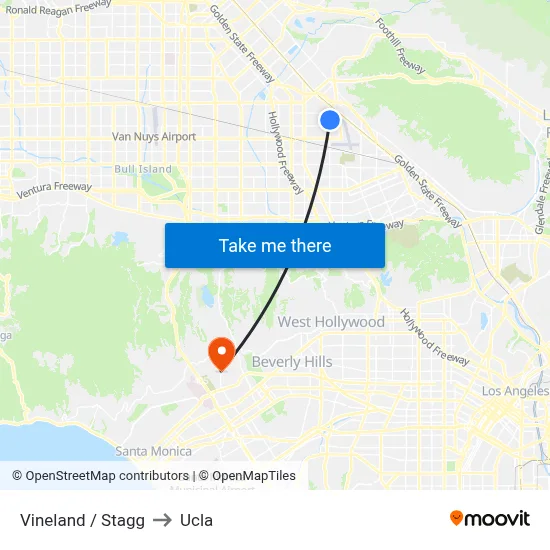 Vineland / Stagg to Ucla map